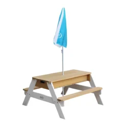 AXI Nick Table Sable Et Eau / Table Pique Nique Marron / Blanc - Table D’eau Avec Couvercle, Boîtes De Rangement & Parasol - Table De Jeu Enfant à Eau Pour Le Jardin -Jardin Meubles Magasin 1200x1200 1394
