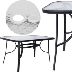Table De Jardin Springos | Table D'extérieur | Table à Manger D'extérieur | Métal | Verre Trempé | 120 X 70 X 73 Cm | Noir -Jardin Meubles Magasin 1200x1200 1434