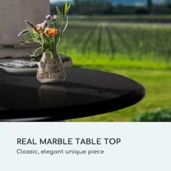 Table Bistro Blumfeldt Patras - Table De Jardin 60 X 71 Cm (ØxH) - Plateau En Marbre - Base En Fonte - Pour L'intérieur Et L'extérieur - Résistant Aux Intempéries - Design Art Nouveau -Jardin Meubles Magasin 1200x1200 1452