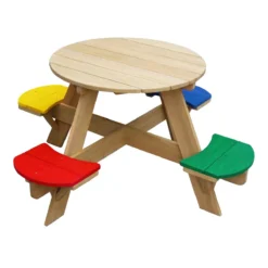 AXI UFO Table De Pique Nique Ronde Pour Enfants En Bois - Table Ronde Enfant Pour Le Jardin Multicouleur Avec 4 Sièges -Jardin Meubles Magasin 1200x1200 1460