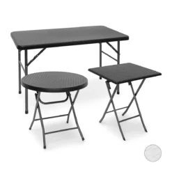 Table De Jardin Relaxdays Rotin BASTIAN Pliable, Table D'appoint, Table à Manger, Jardin, Véranda Noir, Carré -Jardin Meubles Magasin 1200x1200 1510