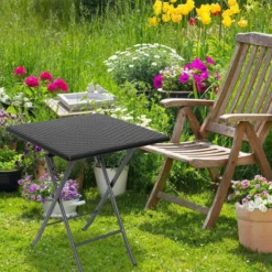 Table De Jardin Relaxdays Rotin BASTIAN Pliable, Table D'appoint, Table à Manger, Jardin, Véranda Noir, Carré -Jardin Meubles Magasin 1200x1200 1511
