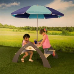 AXI Kylo Table Pique Nique Enfant En Bois Gris & Blanc - Table Picnic Avec Parasol Pour Le Jardin -Jardin Meubles Magasin 1200x1200 1536