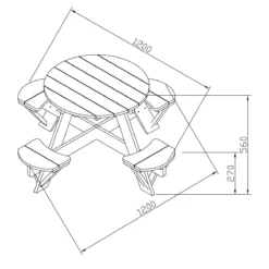 AXI UFO Table De Pique Nique Ronde Pour Enfants En Bois - Table Ronde Enfant Pour Le Jardin En Marron Et Blanc Avec 4 Sièges -Jardin Meubles Magasin 1200x1200 1558