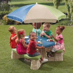 Step2 Naturally Playful Table Picnic Enfant En Vert / Bleu Avec Parasol - Banc Pique Nique Pour Enfants En Plastique -Jardin Meubles Magasin 1200x1200 1559