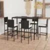Ensemble De Bar De Jardin Premium - Ensemble De Bar De Jardin 7 Pièces Avec Coussins Polyrotin Noir