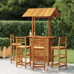 Ensemble De Bar De Jardin Premium - Ensemble De Bar De Jardin 5 Pièces En Bois D'acacia Massif