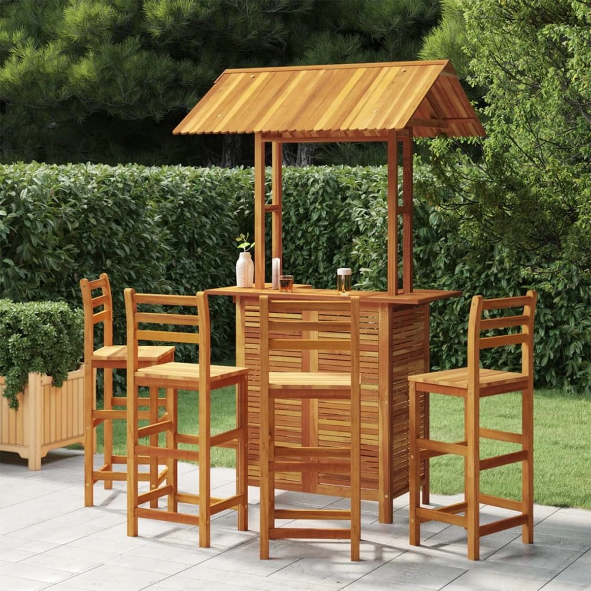 Ensemble De Bar De Jardin Premium - Ensemble De Bar De Jardin 5 Pièces En Bois D'acacia Massif 1 Ensemble De Bar De Jardin Premium - Ensemble De Bar De Jardin 5 Pièces En Bois D'acacia Massif