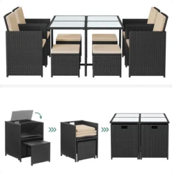 Salon De Jardin - Salon De Jardin 4 6 8 Personnes - Mobilier De Jardin - Table à Manger Et Chaises - Set De 9 - Terrasse - Table De Jardin - Table Basse Avec Surface En Verres - Zwart Beige 16 Salon De Jardin - Salon De Jardin 4 6 8 Personnes - Mobilier De Jardin - Table à Manger Et Chaises - Set De 9 - Terrasse - Table De Jardin - Table Basse Avec Surface En Verres - Zwart Beige -Jardin Meubles Magasin 1200x1200 1580