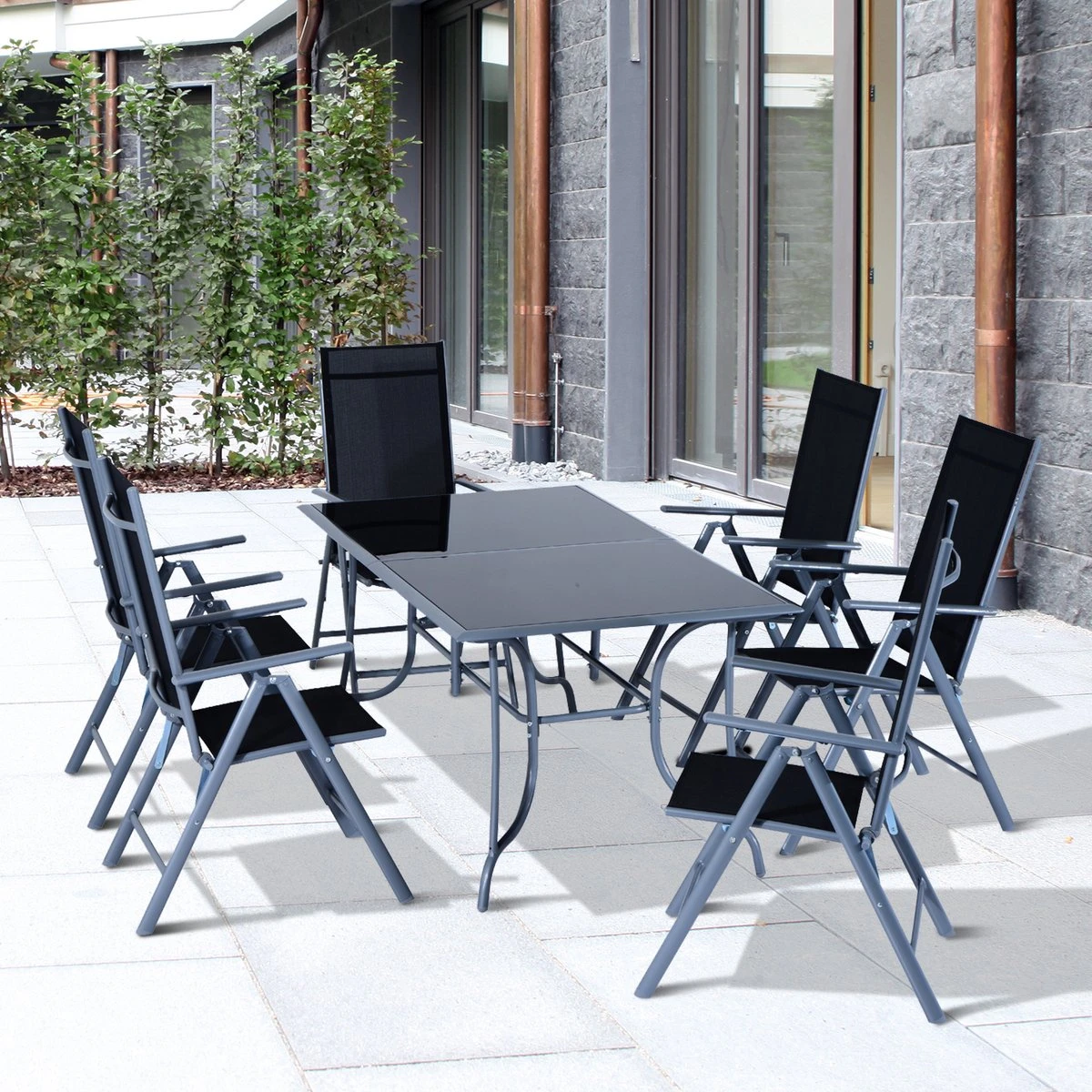 Outsunny Mobilier De Jardin De Jardin 7 Pièces Salon De Jardin Groupe De Sièges Salle à Manger Chaise Pliante En Aluminium TEXTILENE 84B-097 2 Outsunny Mobilier De Jardin De Jardin 7 Pièces Salon De Jardin Groupe De Sièges Salle à Manger Chaise Pliante En Aluminium TEXTILENE 84B-097 – Image 2