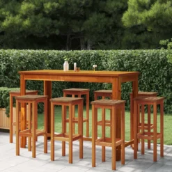 Ensemble De Bar De Jardin Premium - Ensemble De Bar De Jardin 9 Pièces En Bois D'acacia Massif