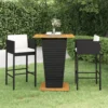 Ensemble De Bar De Jardin Premium - Ensemble De Bar De Jardin 3 Pièces Avec Coussins Poly Rotin Noir