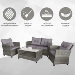 Outsunny Ensemble De Sièges En Rotin Poly 4 Pièces Ensemble De Salon De Jardin Salon En Métal 860-117 -Jardin Meubles Magasin 1200x1200 1647