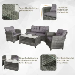 Outsunny Ensemble De Sièges En Rotin Poly 4 Pièces Ensemble De Salon De Jardin Salon En Métal 860-117 -Jardin Meubles Magasin 1200x1200 1648