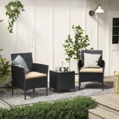 LIVINGSIGNS Mobilier De Balcon, Salon De Jardin, En Polyrotin PE, Salon, Table Et 2 Chaises, Mobilier De Terrasse, Outdoor, Pour Terrasse, Balcon, Jardin, Rosée Noire 14 LIVINGSIGNS Mobilier De Balcon, Salon De Jardin, En Polyrotin PE, Salon, Table Et 2 Chaises, Mobilier De Terrasse, Outdoor, Pour Terrasse, Balcon, Jardin, Rosée Noire -Jardin Meubles Magasin 1200x1200 1663