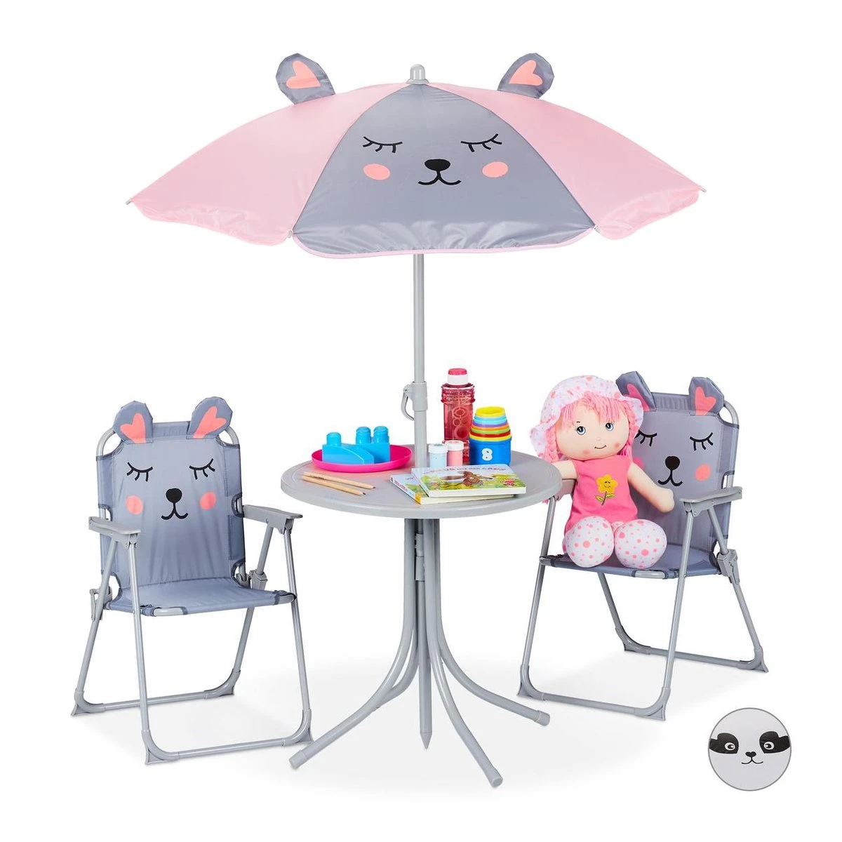 Ensemble De Jardin Relaxdays Enfants - Chaise De Jardin Pour Enfants - Table Pour Enfants - Parasol - Chaise De Camping Enfant Panda 3 Ensemble De Jardin Relaxdays Enfants - Chaise De Jardin Pour Enfants - Table Pour Enfants - Parasol - Chaise De Camping Enfant Panda – Image 3