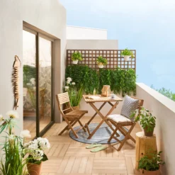 NATERIAL - Salon De Jardin Origami - Salon De Balcon Pliable - 1x Table 55x55 Cm + 2X Chaises De Jardin - 2 Personnes - Acacia -Jardin Meubles Magasin 1200x1200 1699