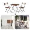 Set De Bistro 3 Pièces - Salon De Jardin - Table Avec Chaises - Bois D'acacia Et Cadre En Métal Zwart - 54x54cm - Pliable - Léger - 13,4kg