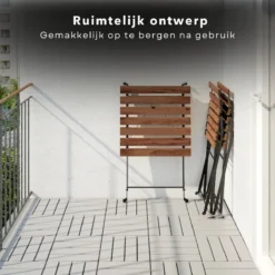 Set De Bistro 3 Pièces - Salon De Jardin - Table Avec Chaises - Bois D'acacia Et Cadre En Métal Zwart - 54x54cm - Pliable - Léger - 13,4kg 7 Set De Bistro 3 Pièces - Salon De Jardin - Table Avec Chaises - Bois D'acacia Et Cadre En Métal Zwart - 54x54cm - Pliable - Léger - 13,4kg -Jardin Meubles Magasin 1200x1200 1702