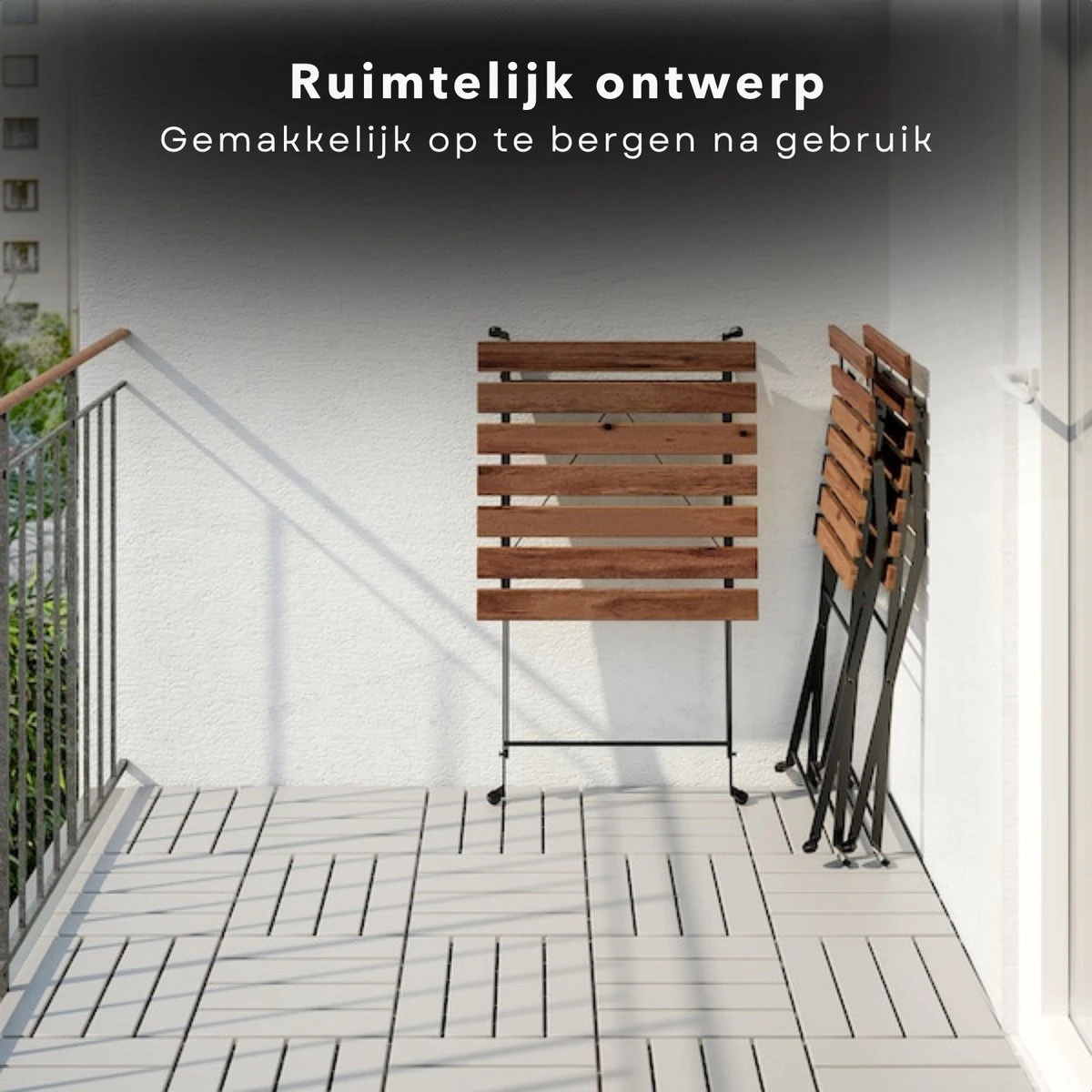 Set De Bistro 3 Pièces - Salon De Jardin - Table Avec Chaises - Bois D'acacia Et Cadre En Métal Zwart - 54x54cm - Pliable - Léger - 13,4kg 3 Set De Bistro 3 Pièces - Salon De Jardin - Table Avec Chaises - Bois D'acacia Et Cadre En Métal Zwart - 54x54cm - Pliable - Léger - 13,4kg – Image 3