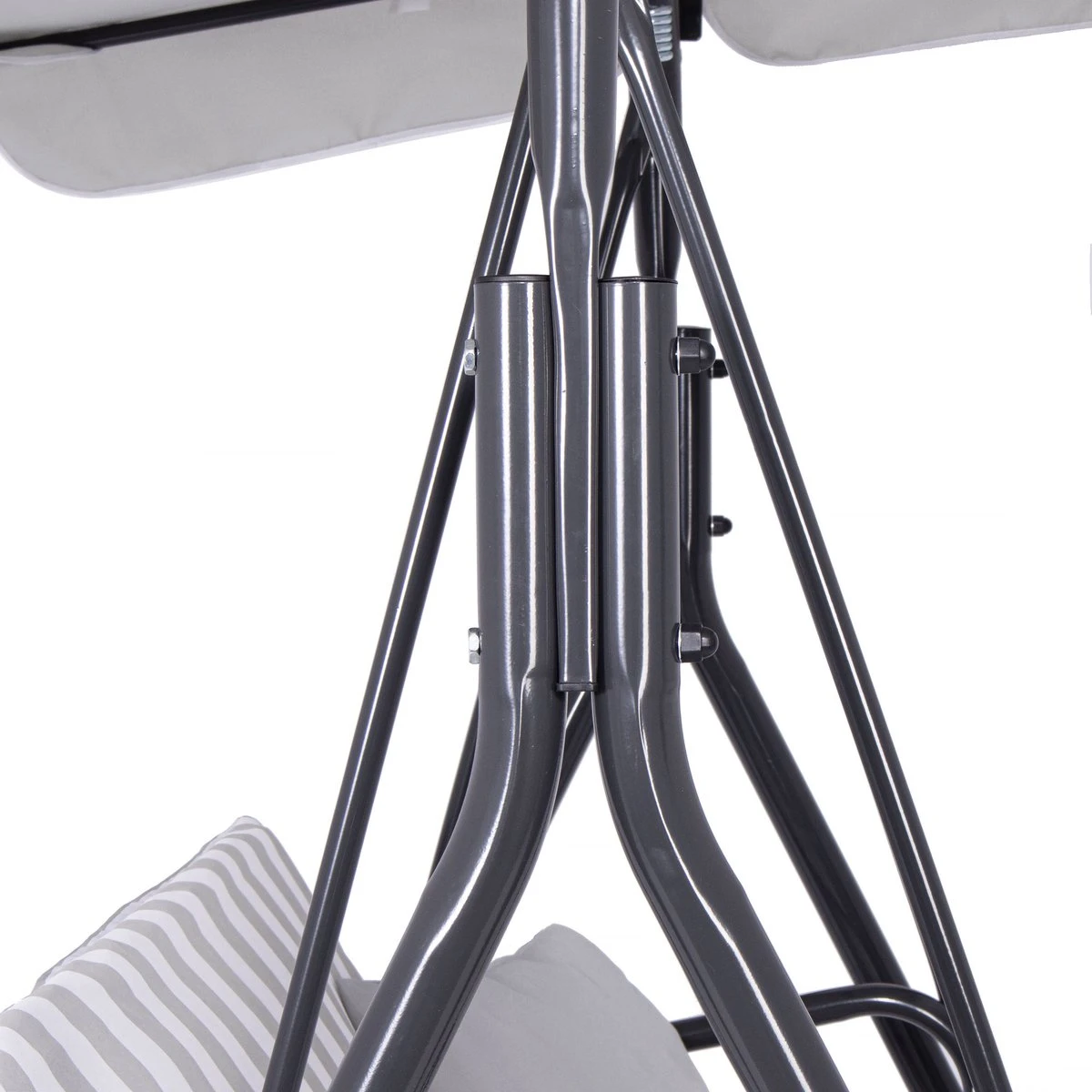 Banc De Balançoire Springos | Luna-Balançoire | 3 Places | Imperméable à L'eau | Comprend 2 Coussins | Auvent Réglable | 170 X 110 X 150 Cm | Rayé Gris Clair 3 Banc De Balançoire Springos | Luna-Balançoire | 3 Places | Imperméable à L'eau | Comprend 2 Coussins | Auvent Réglable | 170 X 110 X 150 Cm | Rayé Gris Clair – Image 3