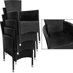 Deuba Poly Rotin Set De Jardin 8 Chaises De Jardin De Jardin Empilable Coussins 7cm Table 190x90 Zwart -Jardin Meubles Magasin 1200x1200 1721