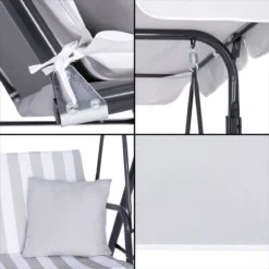 Banc De Balançoire Springos | Luna-Balançoire | 3 Places | Imperméable à L'eau | Comprend 2 Coussins | Auvent Réglable | 170 X 110 X 150 Cm | Rayé Gris Clair 24 Banc De Balançoire Springos | Luna-Balançoire | 3 Places | Imperméable à L'eau | Comprend 2 Coussins | Auvent Réglable | 170 X 110 X 150 Cm | Rayé Gris Clair -Jardin Meubles Magasin 1200x1200 173