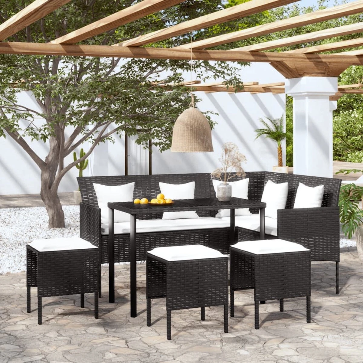 Prolenta Premium - Ensemble De Salon 5 Pièces Avec Coussins En Forme De L Poly Rotin Noir - Maison Et Jardin 1 Prolenta Premium - Ensemble De Salon 5 Pièces Avec Coussins En Forme De L Poly Rotin Noir - Maison Et Jardin