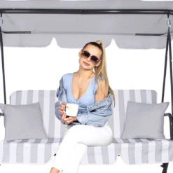 Banc De Balançoire Springos | Luna-Balançoire | 3 Places | Imperméable à L'eau | Comprend 2 Coussins | Auvent Réglable | 170 X 110 X 150 Cm | Rayé Gris Clair 25 Banc De Balançoire Springos | Luna-Balançoire | 3 Places | Imperméable à L'eau | Comprend 2 Coussins | Auvent Réglable | 170 X 110 X 150 Cm | Rayé Gris Clair -Jardin Meubles Magasin 1200x1200 174