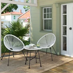 Cozy Living Mobilier De Balcon - Salon De Jardin - Mobilier De Terrasse - Set De 3 - Dessus De Table En Verre - 2 Chaises - Wit -Jardin Meubles Magasin 1200x1200 1754