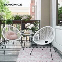 Cozy Living Mobilier De Balcon - Salon De Jardin - Mobilier De Terrasse - Set De 3 - Dessus De Table En Verre - 2 Chaises - Wit -Jardin Meubles Magasin 1200x1200 1757