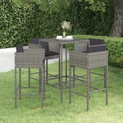 La Dolce Vita - Table De Jardin 5 Pièces Avec Chaises - Meuble Bar - Meuble Bar - Meuble D'angle Bar - Table Haute Avec Tabourets - Ensemble Bistro Avec Table Et Chaises Avec Coussins Poly Rotin Gris -Jardin Meubles Magasin 1200x1200 1767