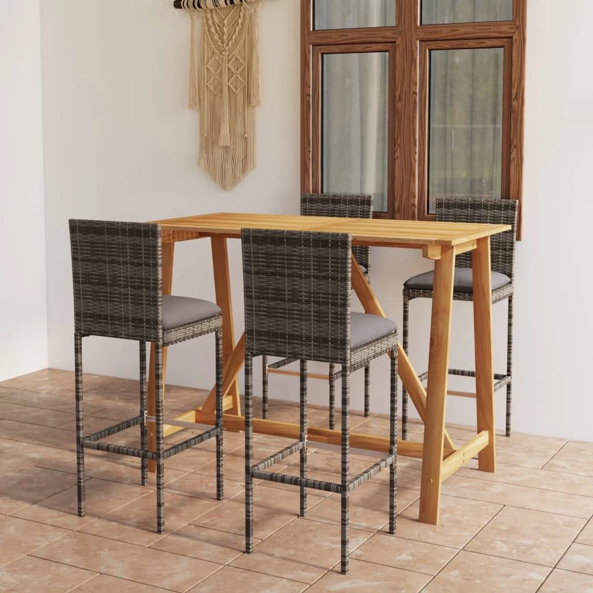 La Dolce Vita - Table GardenBar 5 Pièces Avec Chaises - Ensemble Meuble Bar - Ensemble Meuble Bar - Ensemble Coin Bar - Table Haute Avec Tabourets - Ensemble Bistro Avec Table Et Chaises Avec Coussins Gris 3 La Dolce Vita - Table GardenBar 5 Pièces Avec Chaises - Ensemble Meuble Bar - Ensemble Meuble Bar - Ensemble Coin Bar - Table Haute Avec Tabourets - Ensemble Bistro Avec Table Et Chaises Avec Coussins Gris – Image 3