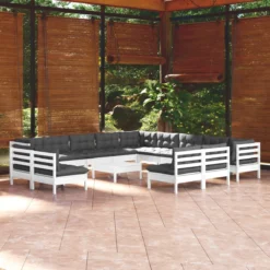 Prolenta Premium - Ensemble De Salon 14 Pièces Avec Coussins En Pin Massif Blanc - Maison Et Jardin