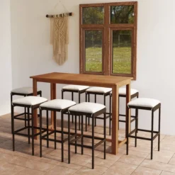 La Dolce Vita - Table GardenBar 9 Pièces Avec Chaises - Meuble Bar - Meuble Bar - Meuble D'angle Bar - Table Haute Avec Tabourets - Ensemble Bistro Avec Table Et Chaises Avec Coussins Marron -Jardin Meubles Magasin 1200x1200 1786