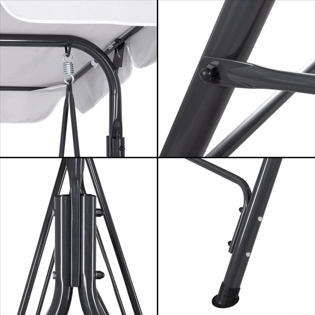 Banc De Balançoire Springos | Luna-Balançoire | 3 Places | Imperméable à L'eau | Comprend 2 Coussins | Auvent Réglable | 170 X 110 X 150 Cm | Rayé Gris Clair 20 Banc De Balançoire Springos | Luna-Balançoire | 3 Places | Imperméable à L'eau | Comprend 2 Coussins | Auvent Réglable | 170 X 110 X 150 Cm | Rayé Gris Clair – Image 20