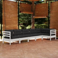 Prolenta Premium - Ensemble De Salon 6 Pièces Avec Coussins En Bois De Pin Blanc - Maison Et Jardin