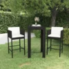 Ensemble De Bar De Jardin Premium - Ensemble De Bar De Jardin 3 Pièces Avec Coussins Poly Rotin Noir