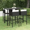 Ensemble De Bar De Jardin Premium - Ensemble De Bar De Jardin 5 Pièces Avec Coussins Poly Rotin Noir