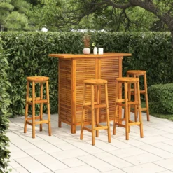 Ensemble De Bar De Jardin Premium - Ensemble De Bar De Jardin 5 Pièces En Bois D'acacia Massif