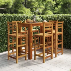 Ensemble De Bar De Jardin Premium - Ensemble De Bar De Jardin 7 Pièces En Bois D'acacia Massif