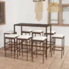 Ensemble De Bar De Jardin Premium - Ensemble De Bar De Jardin 9 Pièces Avec Coussins Polyrotin Marron