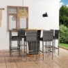 Prolenta Premium - Ensemble De Bar De Jardin 9 Pièces Avec Coussins Poly Rotin Gris