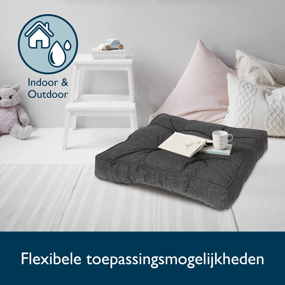 Beautissu BeauFlair - Coussin D'assise Lounge Plein Air 70x70cm - Coussin De Jardin épaisseur 10cm - Housse Hydrofuge & Saleté - Anthracite 2 Beautissu BeauFlair - Coussin D'assise Lounge Plein Air 70x70cm - Coussin De Jardin épaisseur 10cm - Housse Hydrofuge & Saleté - Anthracite – Image 2