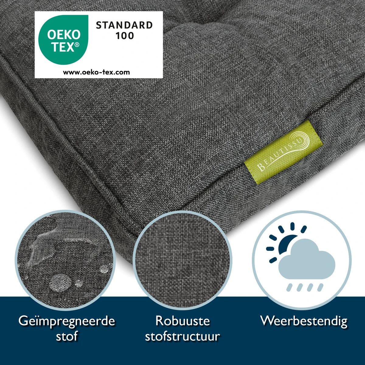 Beautissu BeauFlair - Coussin D'assise Lounge Plein Air 70x70cm - Coussin De Jardin épaisseur 10cm - Housse Hydrofuge & Saleté - Anthracite 6 Beautissu BeauFlair - Coussin D'assise Lounge Plein Air 70x70cm - Coussin De Jardin épaisseur 10cm - Housse Hydrofuge & Saleté - Anthracite – Image 6