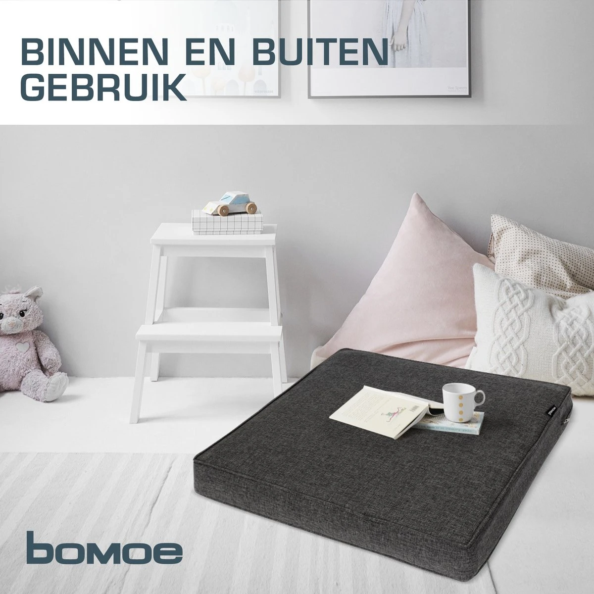 Bomoe Ilano - Coussin D'assise Plein Air Lounge 60x60cm - Coussin De Jardin épaisseur 8cm, Lavable & Protection UV - Anthracite 8 Bomoe Ilano - Coussin D'assise Plein Air Lounge 60x60cm - Coussin De Jardin épaisseur 8cm, Lavable & Protection UV - Anthracite – Image 8