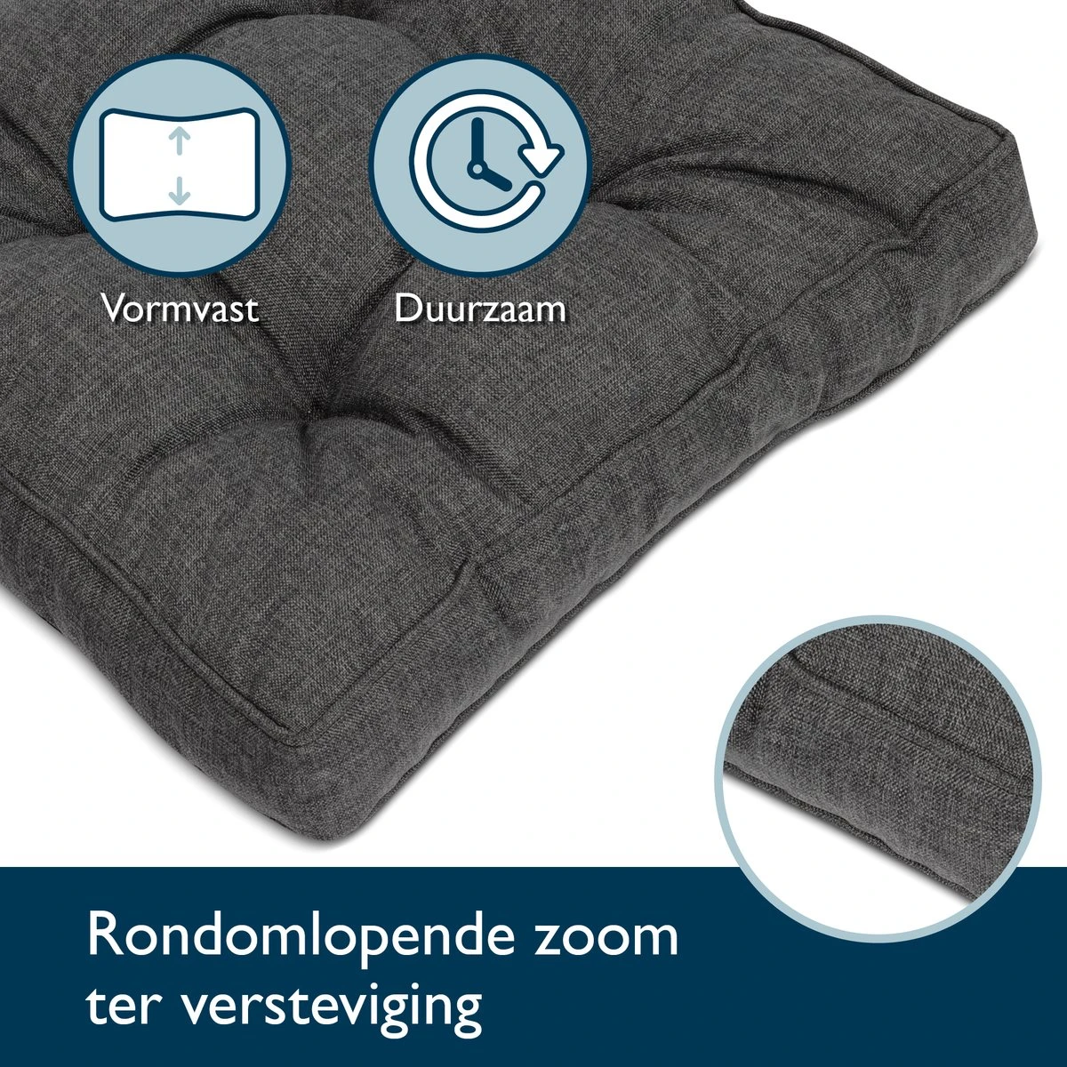 Beautissu BeauFlair - Coussin D'assise Lounge Plein Air 50x50cm - Coussin De Jardin épaisseur 10cm - Housse Hydrofuge & Saleté - Anthracite 2 Beautissu BeauFlair - Coussin D'assise Lounge Plein Air 50x50cm - Coussin De Jardin épaisseur 10cm - Housse Hydrofuge & Saleté - Anthracite – Image 2