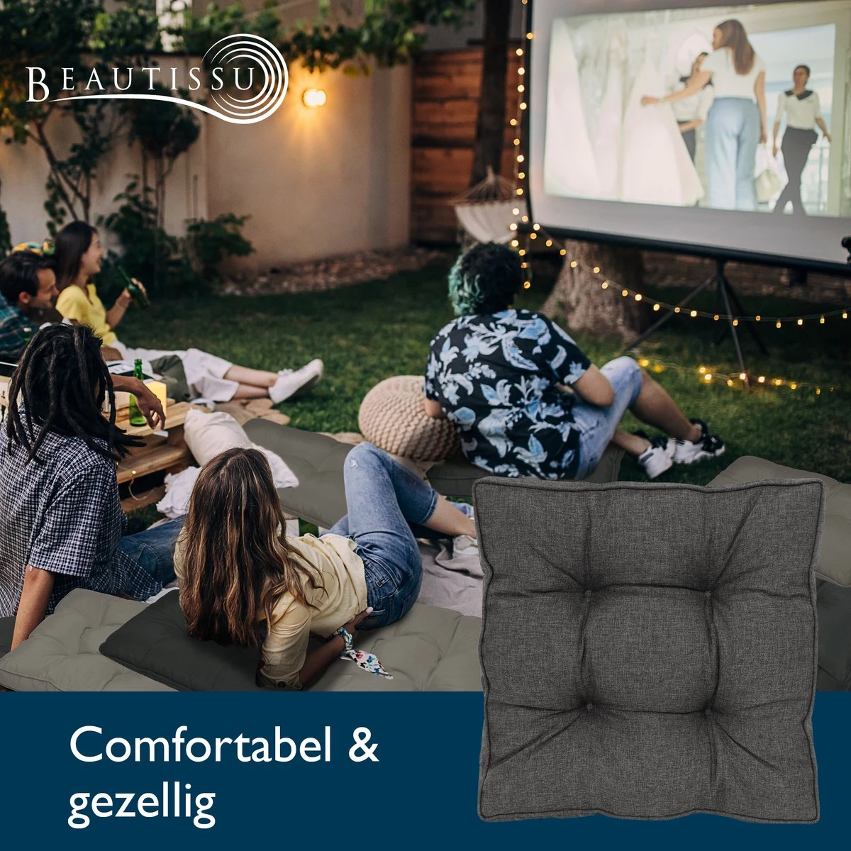 Beautissu BeauFlair - Coussin D'assise Lounge Plein Air 50x50cm - Coussin De Jardin épaisseur 10cm - Housse Hydrofuge & Saleté - Anthracite 4 Beautissu BeauFlair - Coussin D'assise Lounge Plein Air 50x50cm - Coussin De Jardin épaisseur 10cm - Housse Hydrofuge & Saleté - Anthracite – Image 4