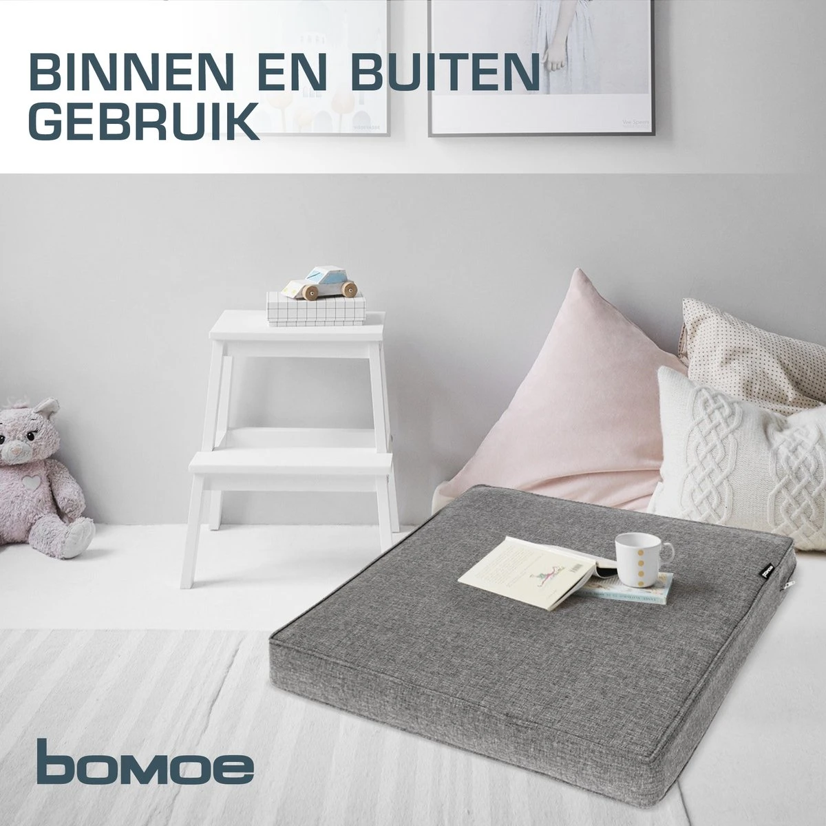 Bomoe Ilano - Coussin D'assise Plein Air Lounge 70x70cm - Coussin De Jardin épaisseur 8cm, Lavable & Protection UV - Gris Clair 4 Bomoe Ilano - Coussin D'assise Plein Air Lounge 70x70cm - Coussin De Jardin épaisseur 8cm, Lavable & Protection UV - Gris Clair – Image 4