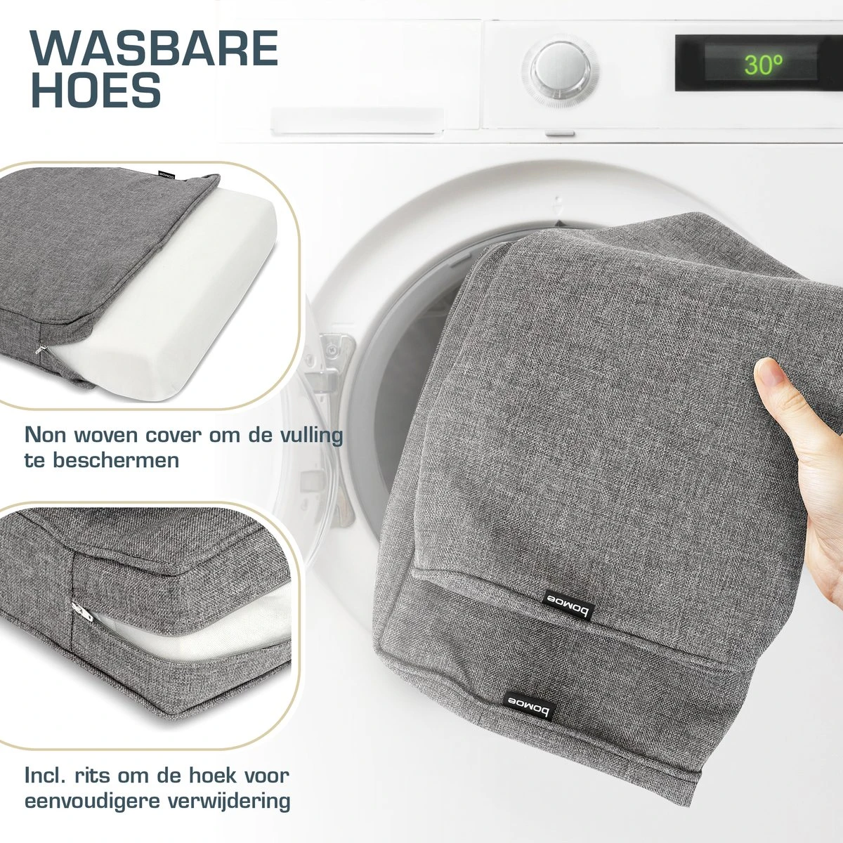 Bomoe Ilano - Coussin D'assise Plein Air Lounge 70x70cm - Coussin De Jardin épaisseur 8cm, Lavable & Protection UV - Gris Clair 7 Bomoe Ilano - Coussin D'assise Plein Air Lounge 70x70cm - Coussin De Jardin épaisseur 8cm, Lavable & Protection UV - Gris Clair – Image 7